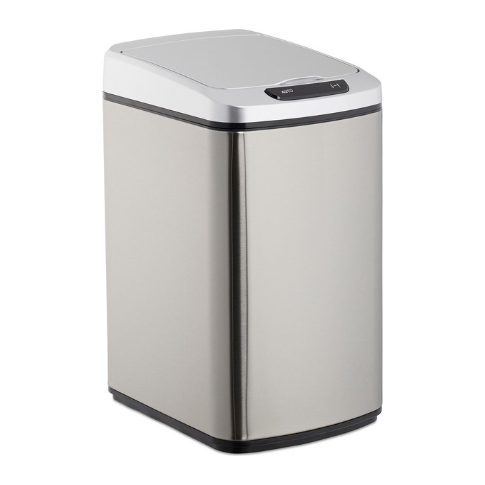 relaxdays Sensor Mülleimer 12,0 l silber, 1 St.