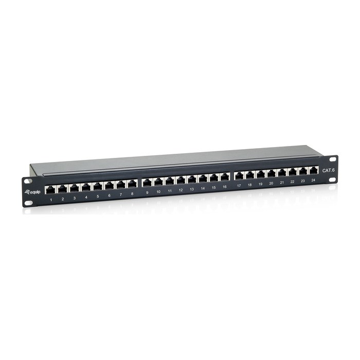 Equip 19" Patchpanel 24xRJ45 Cat6 FTP 1U 250MHz RAL9005