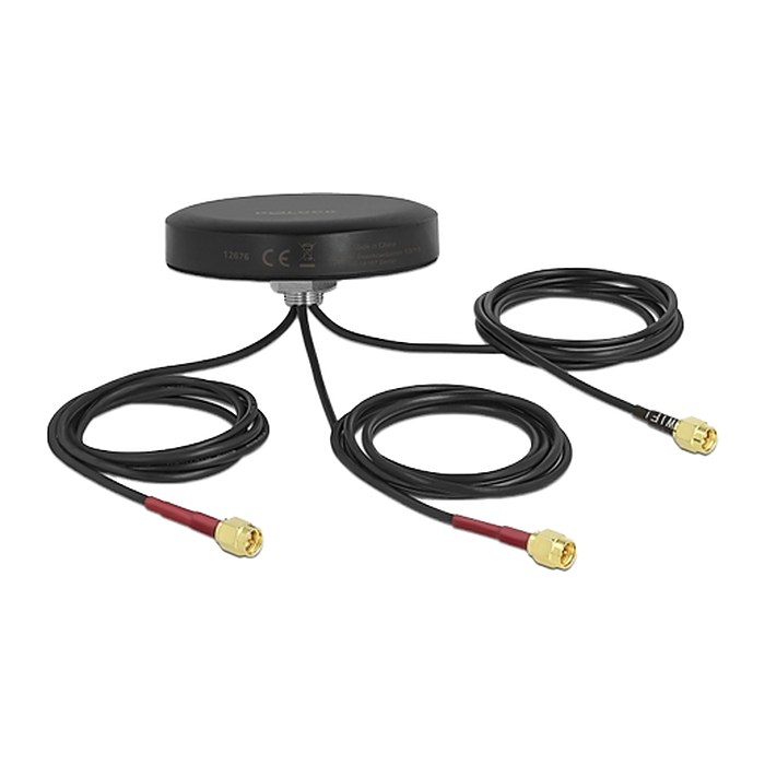DELOCK Antenne LTE MIMO WLAN 802.11 3xSMA-St RG-174 1,0m sw
