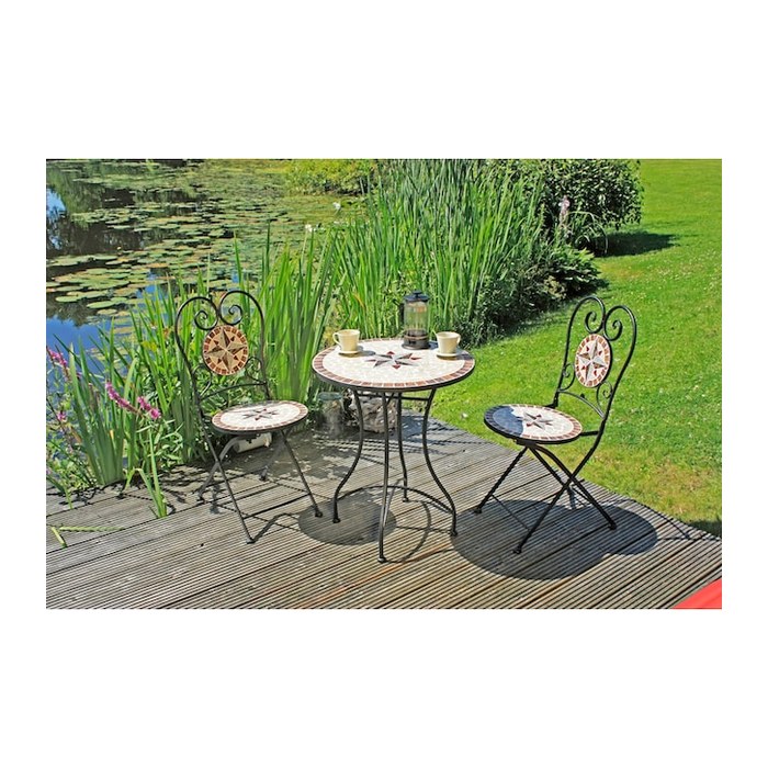 Garden Pleasure Sitzgruppe AMARILLO, braun Keramik, Metall, 3-teilig