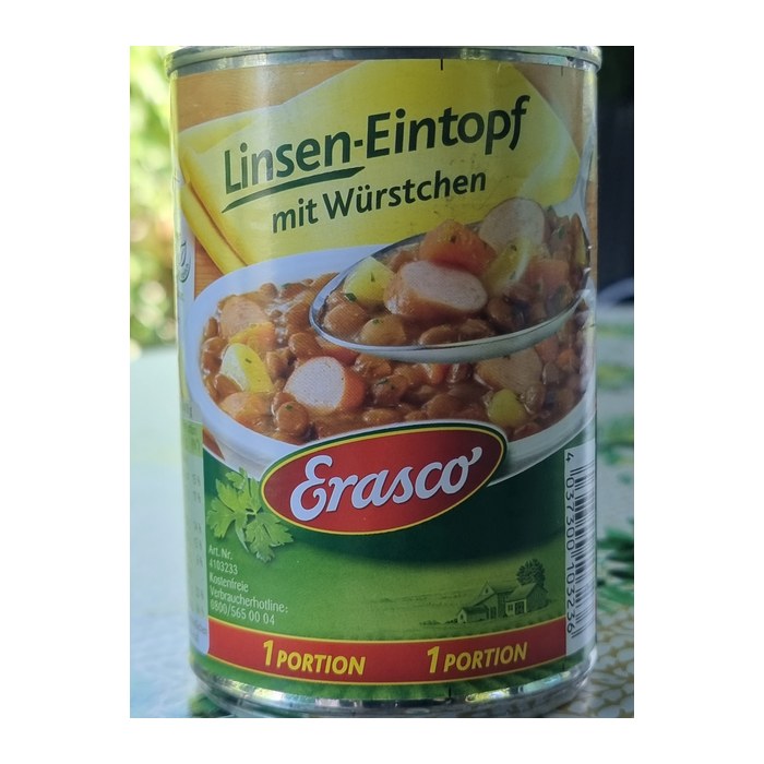 Erasco Linsen-Eintopf mit Würstchen 400,0 g, 1 St.
