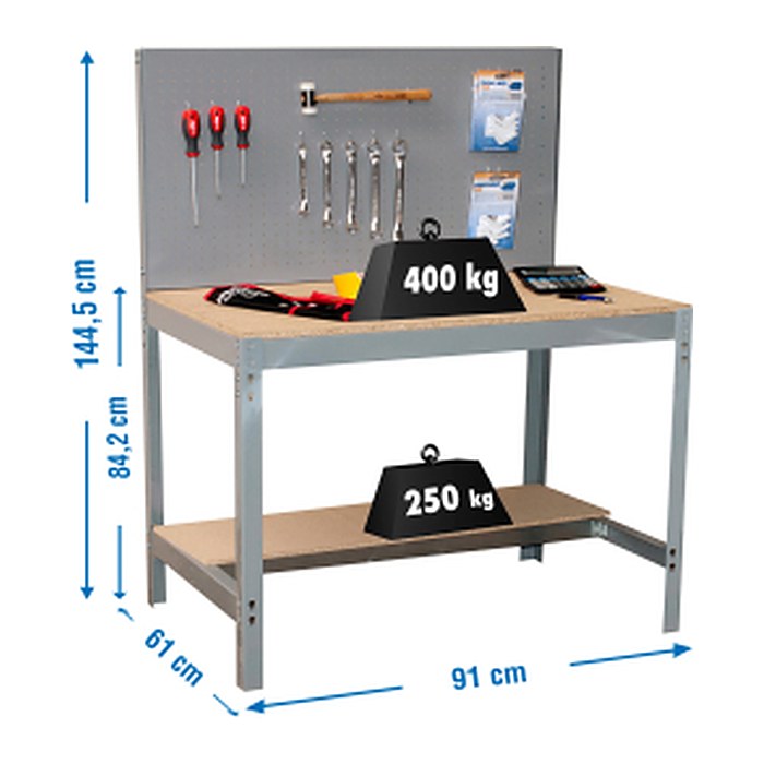 Simonrack Werkbank SIMONWORK BT2 grau 91,0 x 61,0 x 144,5 cm