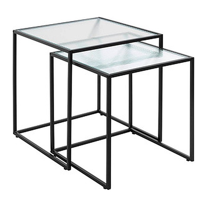 HAKU Möbel Beistelltische-Set quadratisch Sicherheitsglas schwarz, 2 St.
