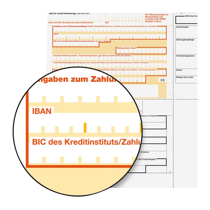 SIGEL SEPA-Überweisungsschein/-Zahlschein Bankformulare ZV572, 250 Blatt