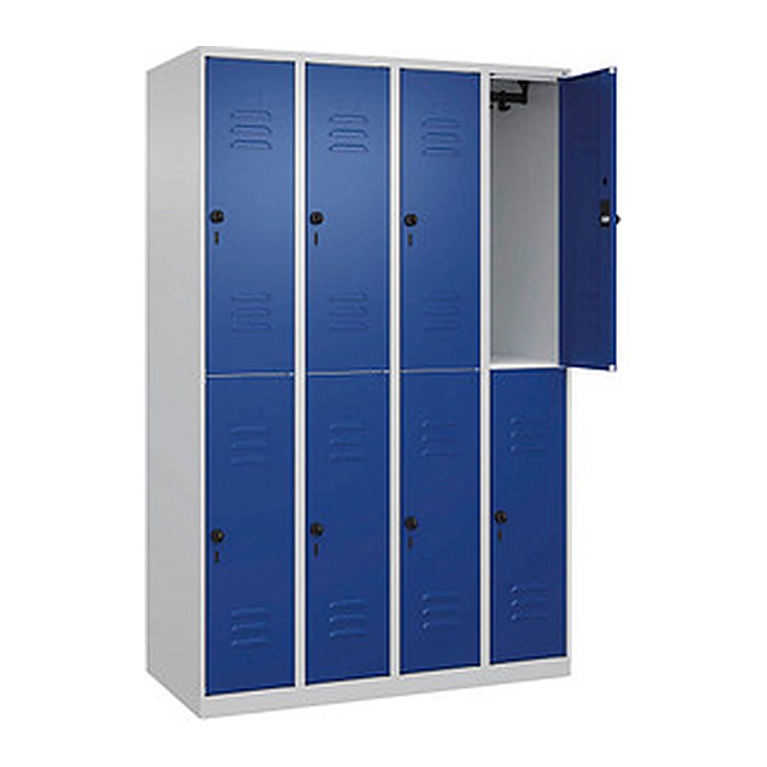 CP Spind Classic Plus lichtgrau, enzianblau 080300-40 S10003, 8 Schließfächer 120,0 x 50,0 x 185,0 cm