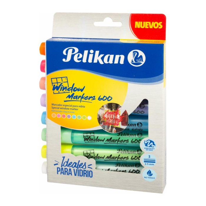 Pelikan Windowmarker 600 Kreativmarker farbsortiert 2,0 - 5,0 mm, 8 St.