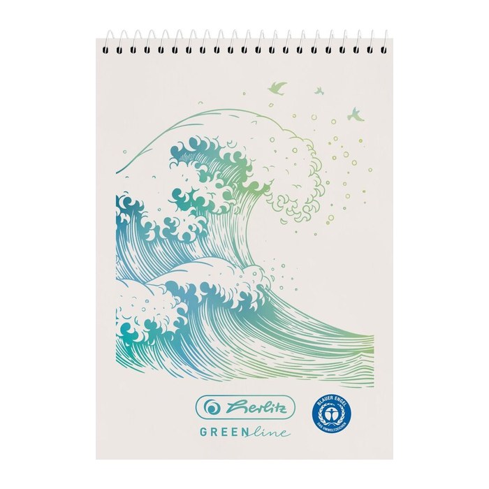 Herlitz Spiralnotizblock A7 50 Bl kariert GREENline Welle