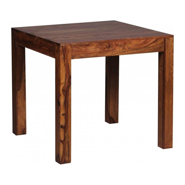 WOHNLING Esstisch sheesham quadratisch, 4-Fuß-Gestell sheesham, 80,0 x 80,0 x 76,0 cm