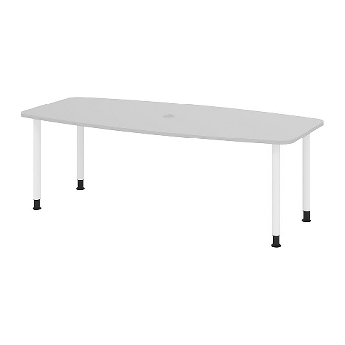 HAMMERBACHER Konferenztisch KT22C lichtgrau Tonnenform, Rundrohr weiß, 220,0 x 83,0/103,0 x 72,0 - 74,0 cm