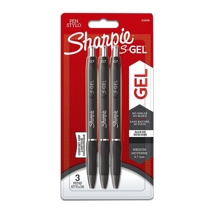 Sharpie Gelschreiber S-Gel 0,7mm 3 Stück Schwarz Blister