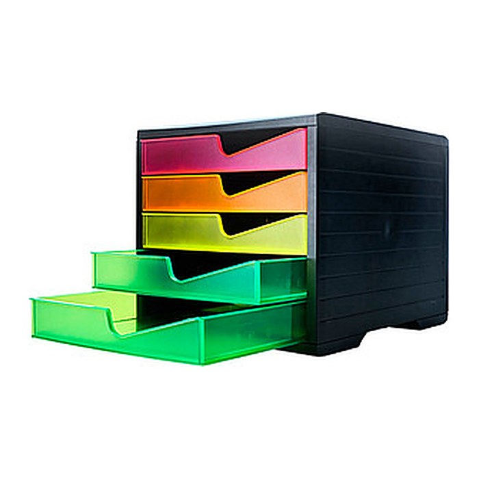 styro Schubladenbox styroswingbox NEONline neon multi-color 275-8430.2691, DIN A4 mit 5 Schubladen, 1 St.