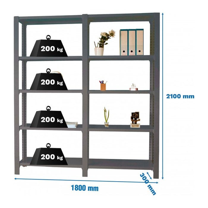Simonrack Schwerlast-Weitspannregal OFFICCLICK 5 8425437108853 anthrazit 180,0 x 30,0 x 210,0 cm