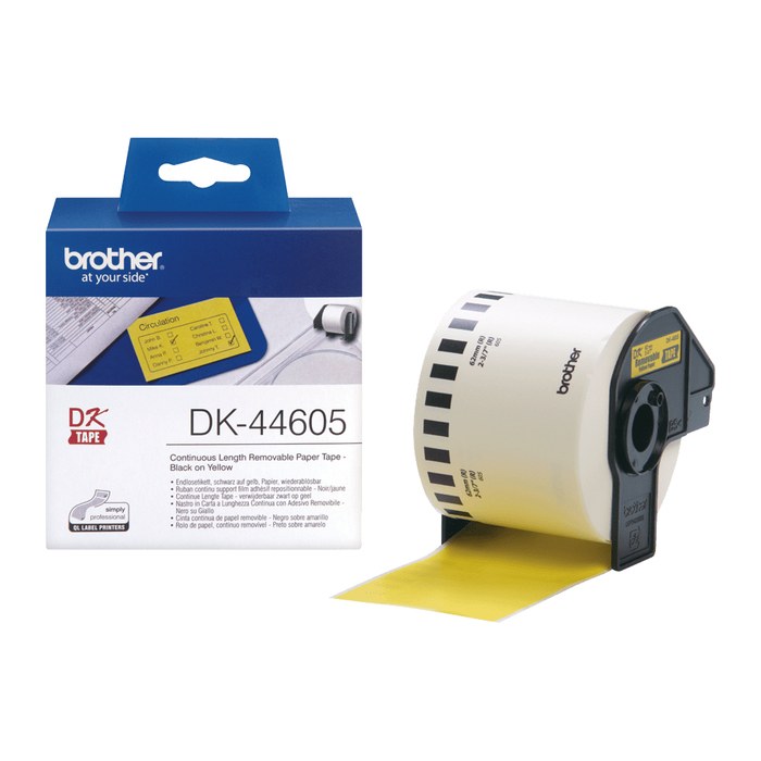 brother Endlospapierrolle für Etikettendrucker DK44605 gelb, 62,0 mm x 30,48 m, 1 Rollen