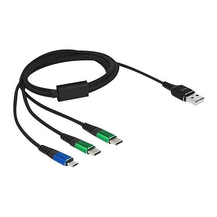 DELOCK USB Ladekabel 3 in 1 Typ-A zu Micro USB/ 2x USB 1 m