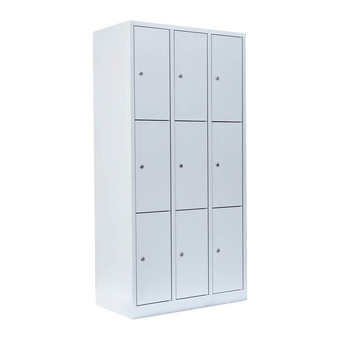 LÜLLMANN Schließfachschrank lichtgrau 520330, 9 Schließfächer 88,5 x 50,0 x 180,0 cm