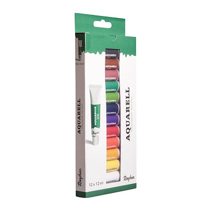 Rayher Künstler-Set Aquarellfarben farbsortiert 12 x 12,0 ml, 1 Pack