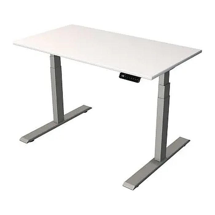 Kerkmann Smart office elektrisch höhenverstellbarer Schreibtisch weiß rechteckig, T-Fuß-Gestell silber 120,0 x 65,0 cm
