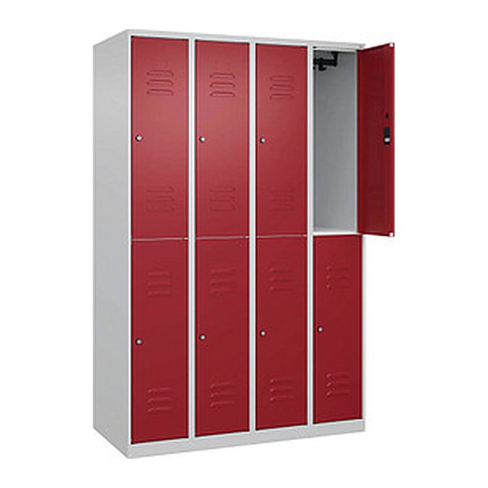 CP Spind Classic Plus lichtgrau, rubinrot 080300-40 S10021, 8 Schließfächer 120,0 x 50,0 x 185,0 cm