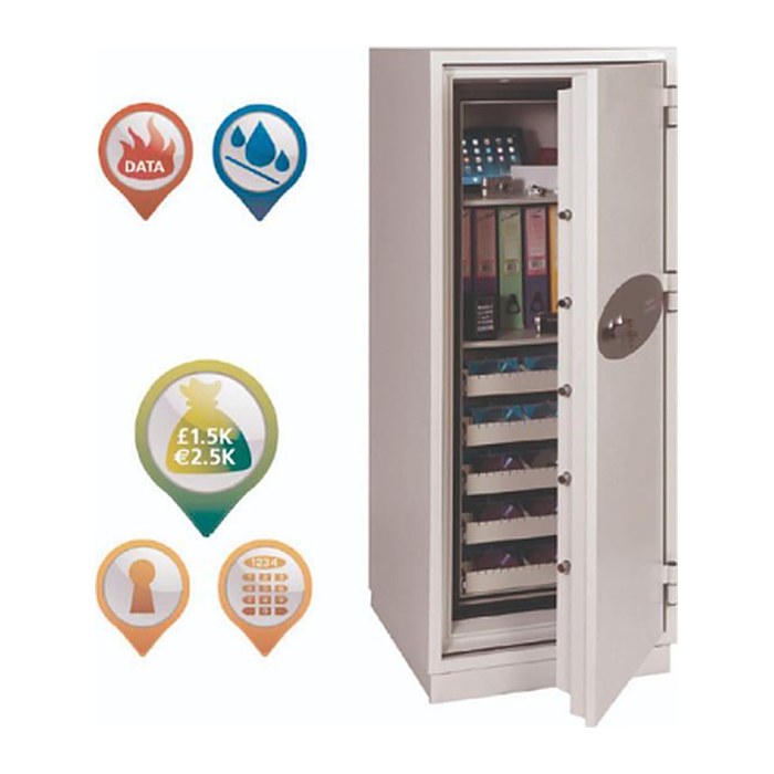 phoenix Tresor DATA COMMANDER mit Feuerschutz signalweiß 69,0 x 72,0 x 168,5 cm