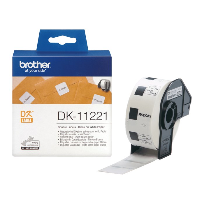 brother Etikettenrolle für Etikettendrucker DK11221 weiß, 23,0 x 23,0 mm, 1 x 1.000 Etiketten