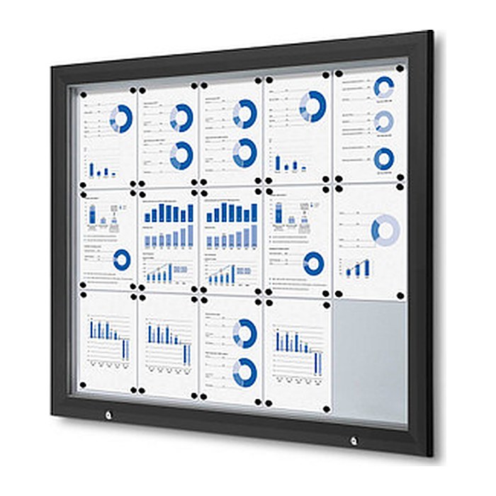 Showdown® Displays Schaukasten Premium schwarz 15x DIN A4 124,5 x 4,7 x 106,7 cm, 1 St.