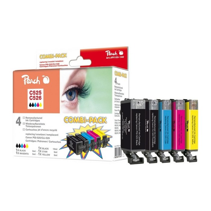 Peach Patrone Canon PGI-525/CLI-526 MultiPack bk,pbk,m,c,y remanufactured