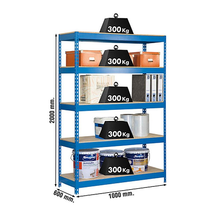 Simonrack Schwerlastregal KIT BRICOFORTE 1006-5 CHIPBOARD 448100040201065 blau 100,0 x 60,0 x 200,0 cm