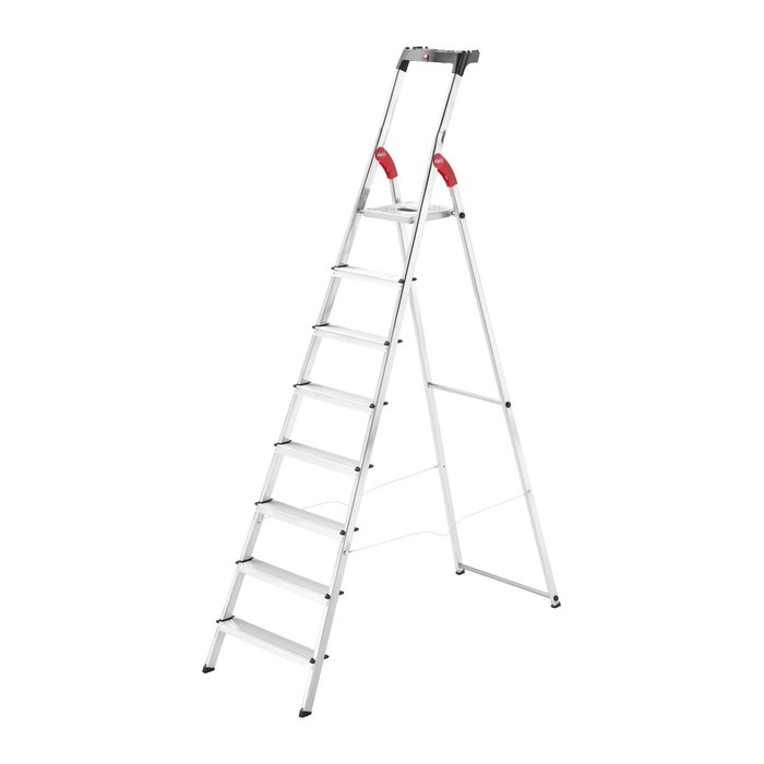 Hailo Stehleiter einseitig L60 StandardLine silber 8 Stufen, H: 255,0 cm