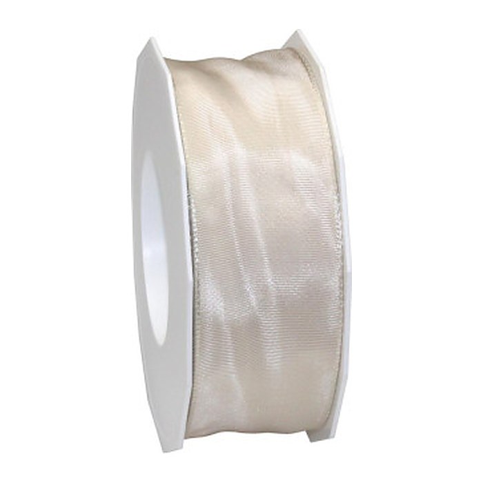 PRÄSENT Geschenkband LYON glänzend creme 40,0 mm x 25,0 m