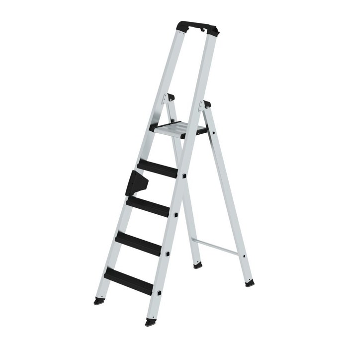 MUNK Stehleiter einseitig 42105 silber 5 Stufen, H: 181,0 cm