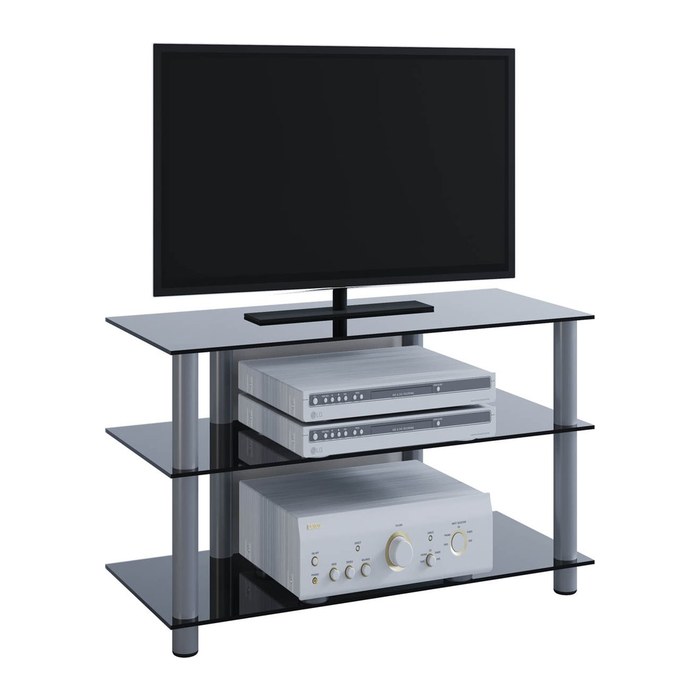 VCM my media TV-Rack Sindas silber, schwarzglas