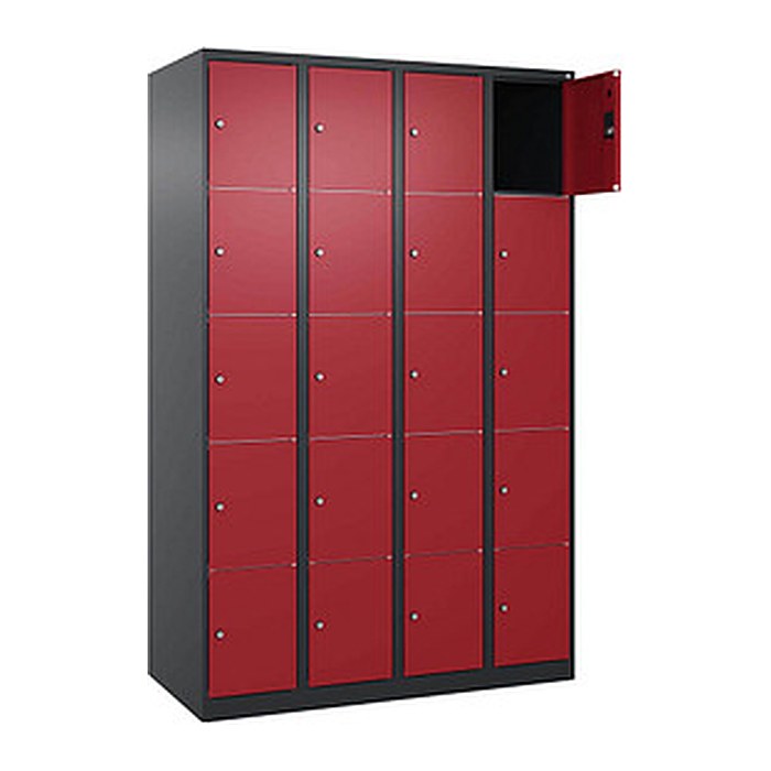 CP Schließfachschrank Classic Plus rubinrot, schwarzgrau 080000-405 S10031, 20 Schließfächer 120,0 x 50,0 x 185,0 cm