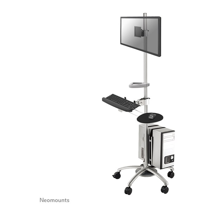 Neomounts höhenverstellbarer PC-Tisch FPMA-MOBILE1800 silber für 1 Monitor, 1 Tastatur, 1 Maus, 1 PC