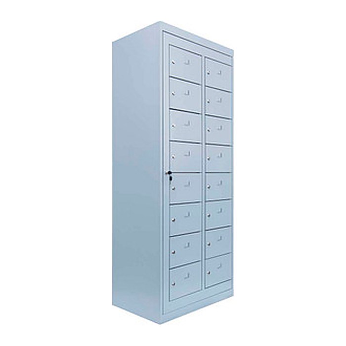 LÜLLMANN Schließfachschrank lichtgrau 526280, 16 Schließfächer 74,0 x 50,0 x 180,0 cm