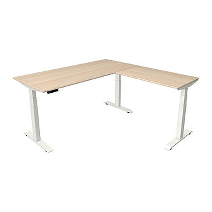 Kerkmann Move 4 elektrisch höhenverstellbarer Schreibtisch ahorn rechteckig, T-Fuß-Gestell weiß 180,0 x 180,0 cm