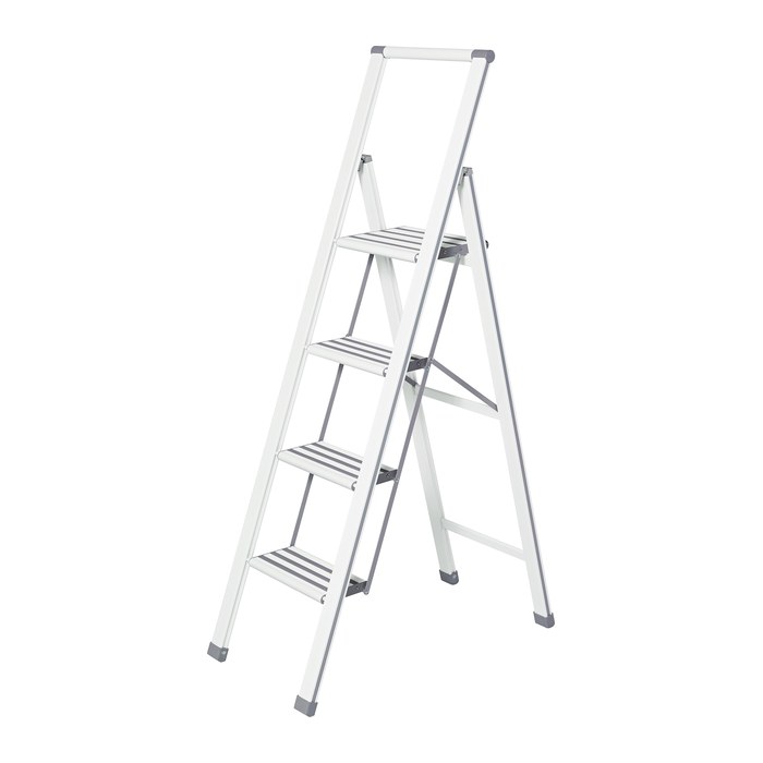 WENKO Stehleiter einseitig silber 4 Stufen, H: 144,0 cm
