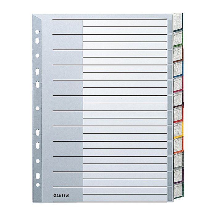 LEITZ Ordnerregister DIN A5 Vollformat blanko grau 12-teilig, 1 Satz