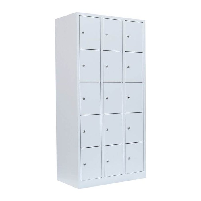 LÜLLMANN Schließfachschrank lichtgrau 520530, 15 Schließfächer 88,5 x 50,0 x 180,0 cm