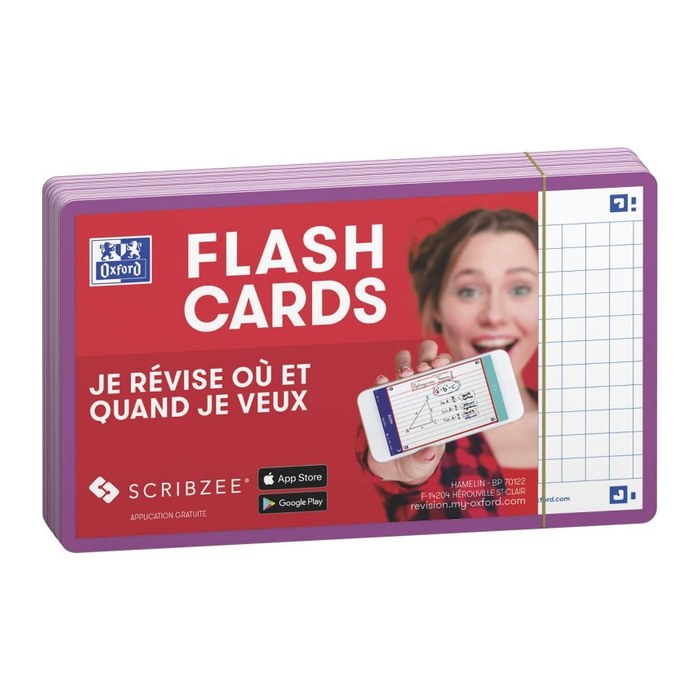OXFORD Karteikarten FLASH 2.0 DIN A7 weiß, lila kariert, 80 St.