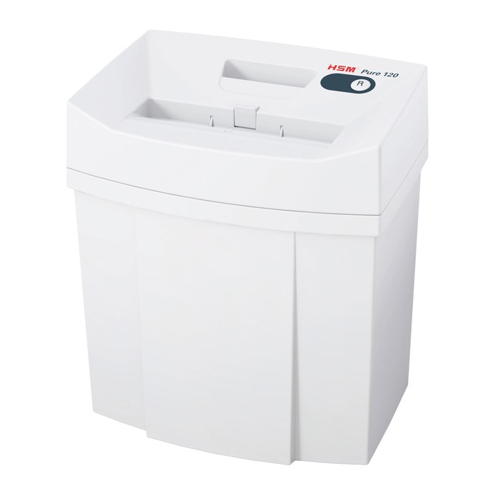 HSM Pure 120 Aktenvernichter mit Streifenschnitt P-2, 3,9 mm, bis 12 Blatt, weiß