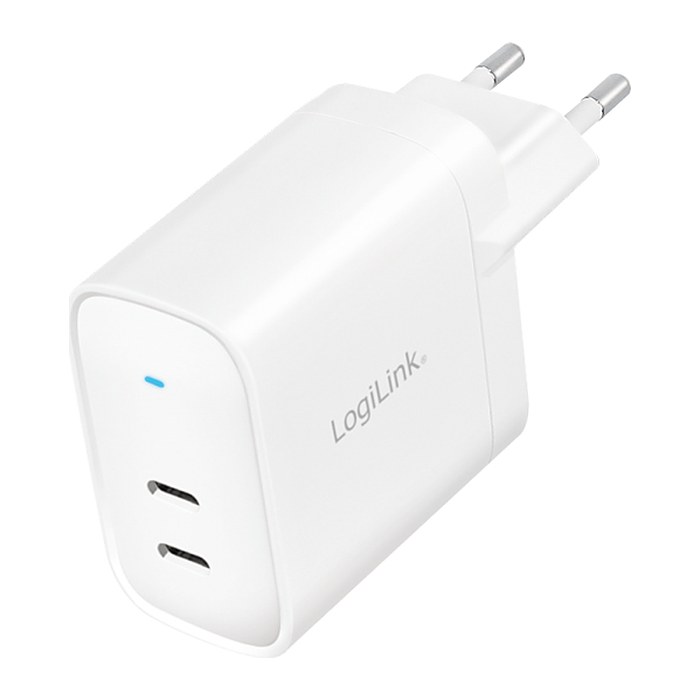 Logilink Steckdosenadapter, 2x USB-C, GaN, 40W
