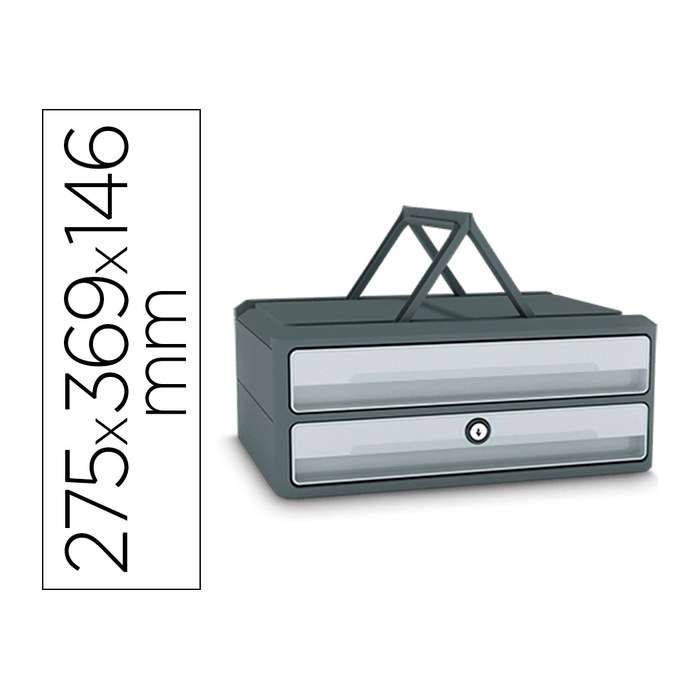 cep Schubladenbox MoovUp mit Schloss lichtgrau 1091116361, DIN A4 quer mit 2 Schubladen, 1 St.