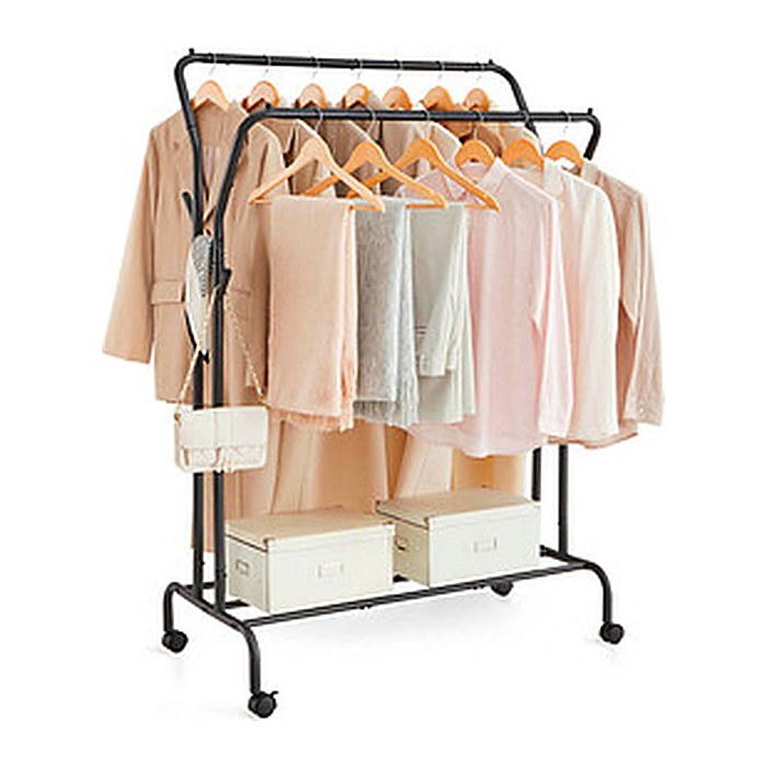 SONGMICS Rollgarderobe schwarz Metall 4 Haken 103,5 x 141,0 / 155,0 cm, 1 St.