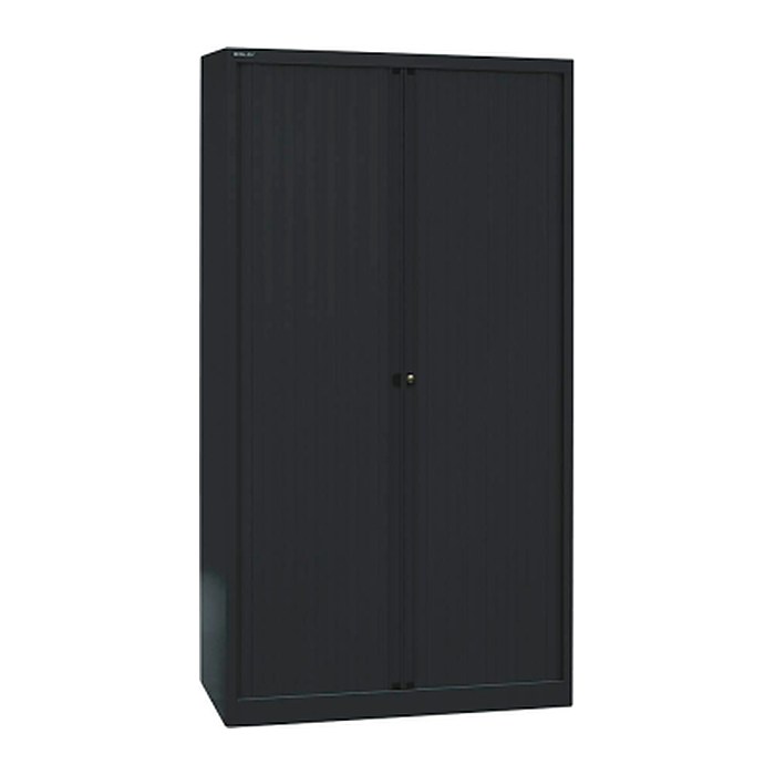 BISLEY Rollladenschrank schwarz 4 Fachböden 100,0 x 43,0 x 198,0 cm