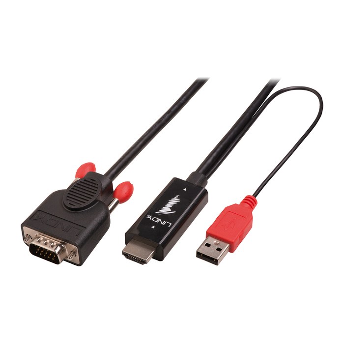 LINDY HDMI an VGA Kabel mit USB Typ A für Strom 1080p 1m