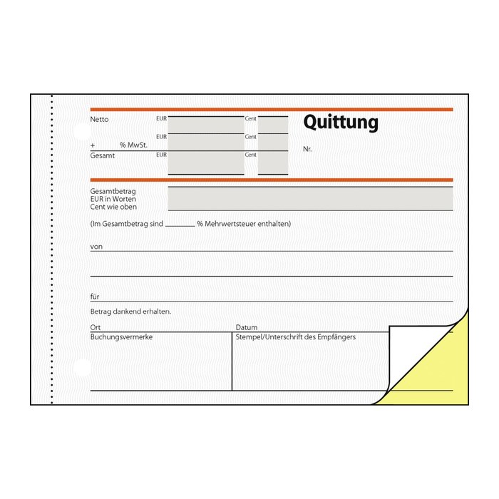 SIGEL Quittung, MwSt. separat ausgewiesen Formularbuch SD021, 1 St.