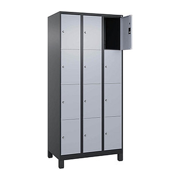 CP Schließfachschrank Classic Plus schwarzgrau, weißaluminium 080010-304 S10044, 12 Schließfächer 90,0 x 50,0 x 195,0 cm