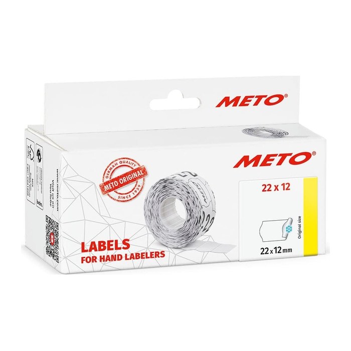 METO Preisetiketten tiefkühlgeeignet weiß permanent 22,0 x 12,0 mm, 6 Rollen