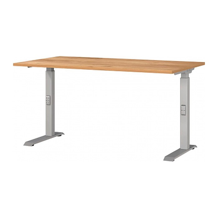 GERMANIA DOWNEY höhenverstellbarer Schreibtisch navarra-eiche rechteckig, C-Fuß-Gestell silber 140,0 x 80,0 cm