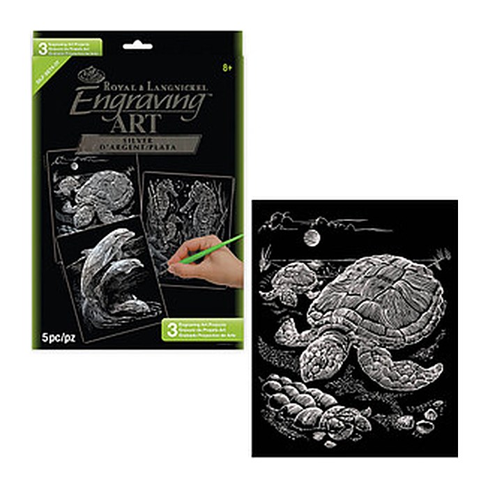 PRACHT® Creatives Kratzbild 3x Meerestiere silber